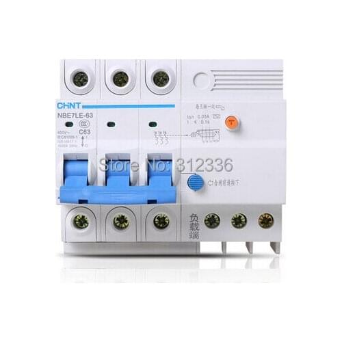Free Shipping Two years Warranty LE C63 3P 63A 3 pole ELCB RCD residual current circuit-breaker earth leakage