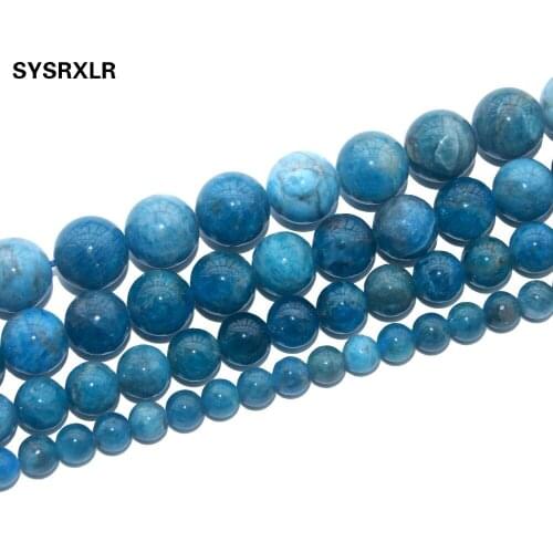 Free Shipping Natural Stone Blue Apatite Round Loose Beads For Jewelry Making DIY Bracelet Necklace 6/8/10/12 MM Strand 15.5