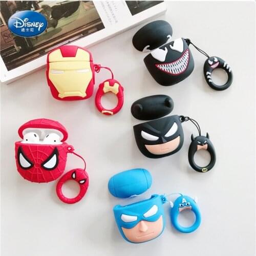 Apple airpods headphone cover For Airpods 1 2 Disney Iron Man Marvel Spiderman wireless bluetooth protective soft shell