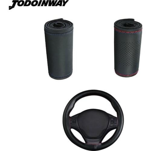 2 COLORS Hand sewing Car-Styling Genuine Leather steering wheel cover for bmw 3 f10 M5 f30 F31 F32 F34 F36 2012-2016 520i 528i