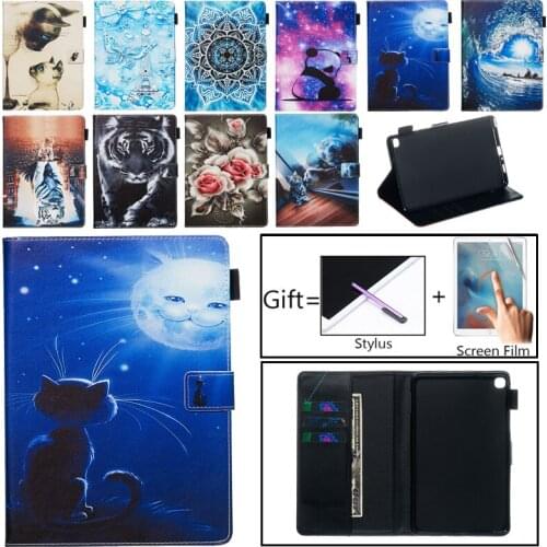 Case For Samsung Galaxy Tab A 8.0 inch 2019 S Pen Painted Slim Leather Magnetic Stand Cover For Galaxy Tab SM-P200 SM-P205 Funda