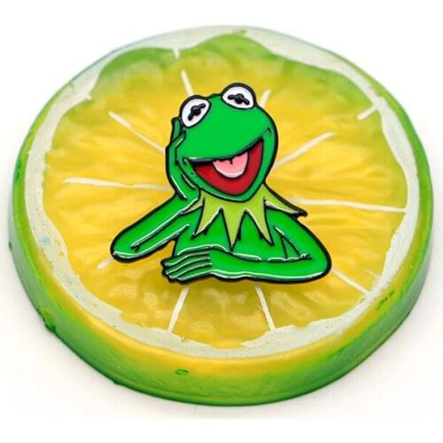 Cartoon Animal Brooches for Women Green Frog Enamel Pins for Kids Lapel Pin Bag Pins Denim Jacket Badge Funny Brooch SC4789