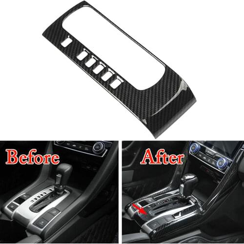 For Honda Civic 2016 2017 2018 1pc ABS Car Inner Gear Shift Panel Cover Trim Carbon Fiber Color Car-styling Accessories