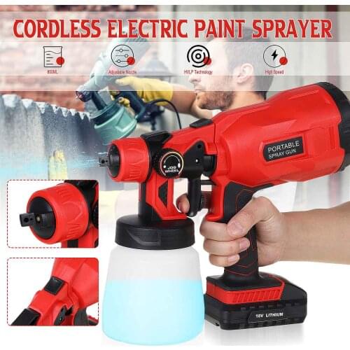 DOERSUPP 1000W 1000ml Electric Cordless Spray Gun Convenience Spray Paint Li-ion Battery Regulation High Power Sprayer Tool