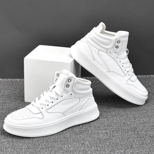 European American Style Mens White High Top Shoes Trending Fashion Casual Platform Leisure Zapatillas Breathable 38-43 ERRFC