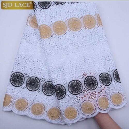 SJD LACE Latest Nigerian African Cotton Lace Fabric High Quality Holes Swiss Voile Lace In Switzerland For Wedding Sewing A1806