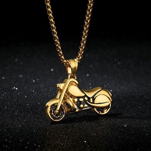 Motorcycle Pendant Men Necklace 2020 Stainless Steel Chain Choker Gold Long Necklace Gothic Jewelry Punk BFF Collier Moto Collar