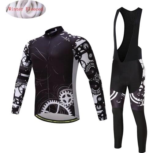 New Team Thermal Fleece Cycling Jersey Jacket Winter Set Bicycle Clothing Bike Warm Maillot Bib Pants clothing wear