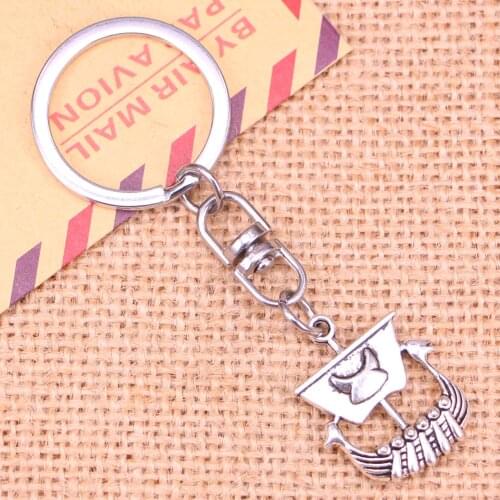 New Fashion Keychain 26*21 mm viking ship boat Pendants DIY Men Jewelry Car Key Chain Ring Holder Souvenir For Gift