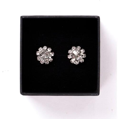 New Women Crystal Flower Earrings with Jewelry Box Rhinestone Decoration Accessories Earrings for Daily/party Wedding Jewelry