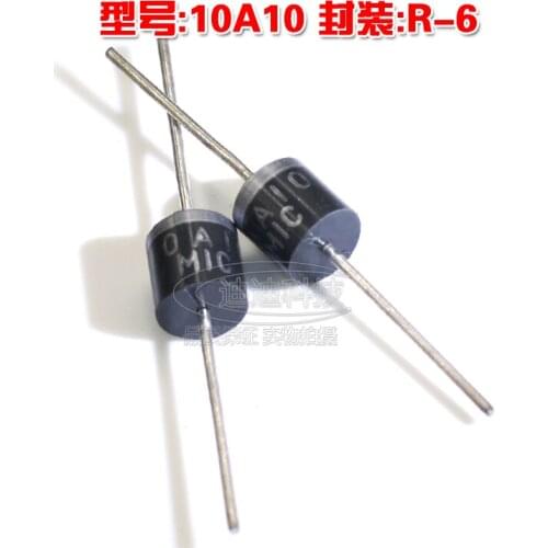 New 10A10 R-6 In-Line Rectifier Diode Output 1000V 10A Long Feet High Power r-6