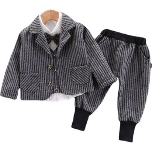 New Spring Autumn Baby Boy Clothes Suit Children Casual Coat Shirt Pants 3Pcs/Set Toddler Formal Costume Kids Gentleman Clothing