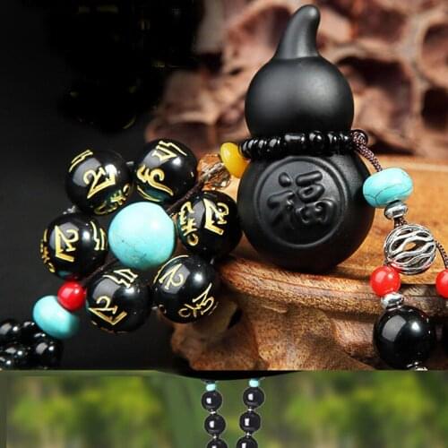 Obsidian lucky gourd Ornaments fashionCar Decoration Accessories Ornaments Interior rearview mirror pendant automobile pendant
