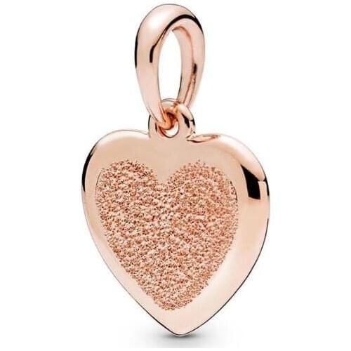 Genuine 925 Sterling Silver Charm Rose Matte Brilliance Heart Pendant Beads Fit Pan Bracelet & Necklace Diy Jewelry