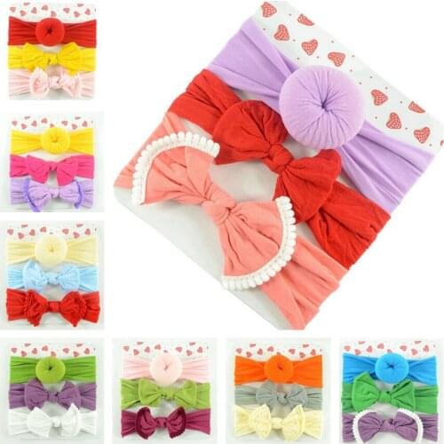 Baby Nylon Headband Infant Girl Headbands set Toddler Top Knot Turban Haarbandjes Hair Bows Nylon Bow Hair Accessories HB300