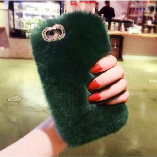Luxury Real Rabbit Fur Case For Samsung Note 10 S8 S9 Plus Cover Crystal Phone Case for iPhone 11 Pro Max 6 6splus 7 8 plus