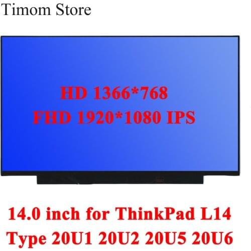 For ThinkPad L14 Type 20U1 20U2 20U5 20U6 Lenovo 14.0 Laptop LCD Monitor Not Touch 1366 1920*1080 IPS Full HD 30pin Slim Display