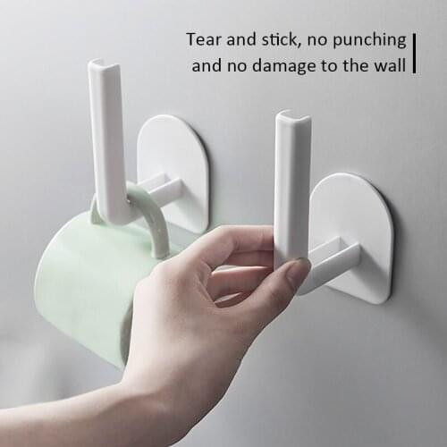 Universal Multifunctional Kitchen Bathroom Seamless Sticker Wall Hook Free Punching Convenient Storage Hook Household Gadgets