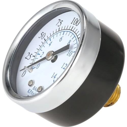 Universal Pressure Gauge Air Compressor Hydraulic Manometer 0-200 Psi 0-14 Bar Back Mnt 1/4 Inch NPT Measure Tester