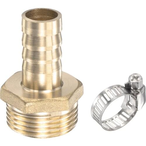Uxcell Brass Hose Barb Fittings Straight Thread Pipe Connector with Stainless Steel Hose Clamps