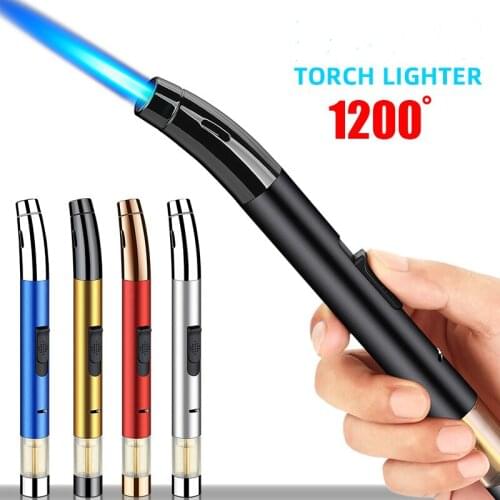 Windproof Long Hosehold Cooking Torch Lighter Metal Gas Lighter Jet Spray Gun Cigar Cigarette Lighter BBQ Welding Igniter Gadget