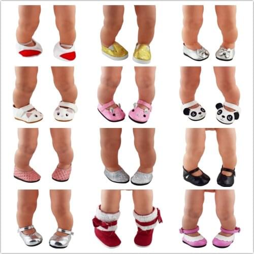 Cute Doll Shoes 7cm High-quality Bow Cartoon Pattern For 43cm Baby Doll 17 Inch Born Babies Dolls Clothes And Accessories