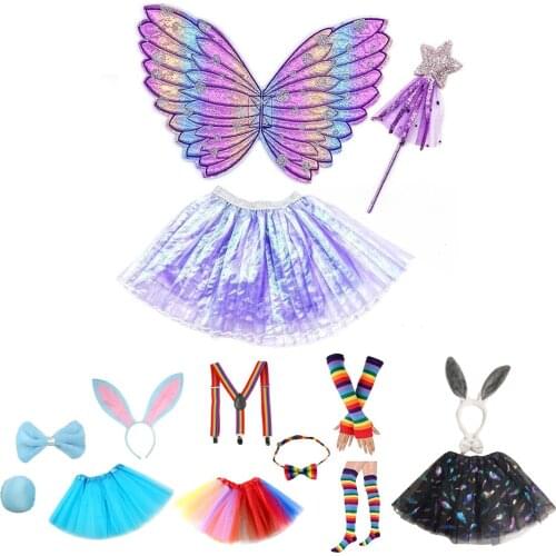 Snow Queen Skirt Children Girls Halloween Cosplay Party Birthday Princess Set Kids Ruffled Tulle Tutu Skirt