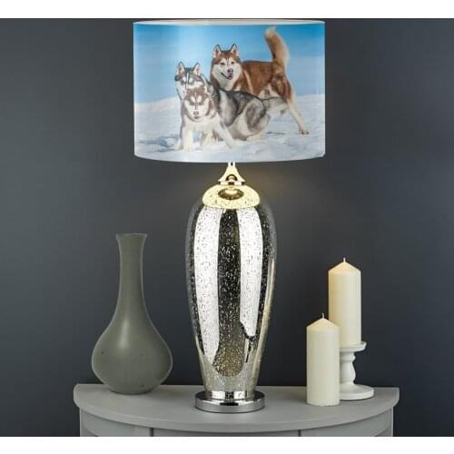 Funny Siberian Husky Dog Printing Table Lamp Shade Dust Proof Lamp Screen Bedroom Lampshade Washable Light Cover Home Decoration