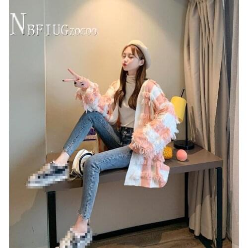 Winter Thick Sweater Cardigans Long Sleeve Tassel Girls Outwear Korean Chic Tops