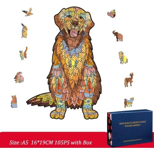 FEOOE Golden Dog and Owl Shaped Wooden Puzzle Irregular Animal Puzzle Custom Wooden Puzzle Adult Toys Wooden Baby Toys YSH