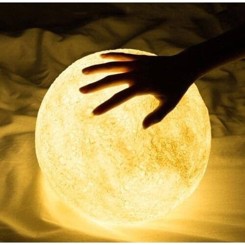 2018 3D Magical Moon LED Night Light Moonlight Desk Lamp USB Rechargeable Printing Moon LED Lamp Children Room Moon Lamps
