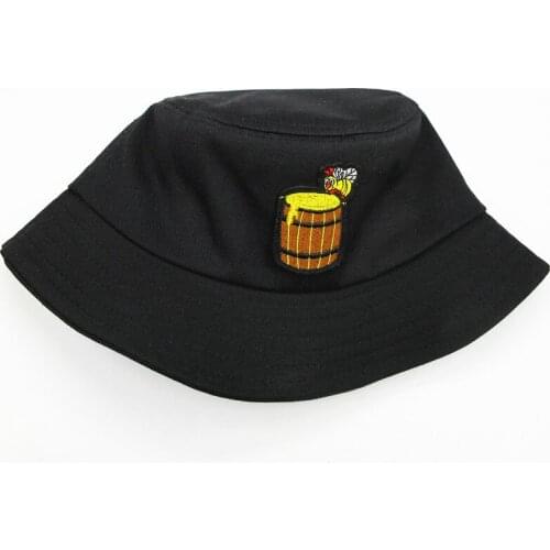 2021 Bee Honey Embroidery Cotton Bucket Hat Fisherman Hat Outdoor Travel Sun Cap Hats for Men and Women 329