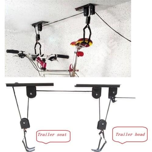 40KG Ceiling Mounted Bike Lift Rack Holder Garage Hook Hoist Pulley System