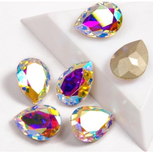 4320 Drop Rhinestone Crystal AB Fancy Stone Sew On Rhinestones With Silver/Gold Setting Strass Garment Jewelry Accessories