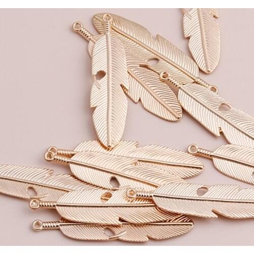 5pcs Gold Color Heave Alloy Leaf Pendants Charms for Handmade Bracelets Necklaces 57x15mm Gold Color Jewelry Accessories