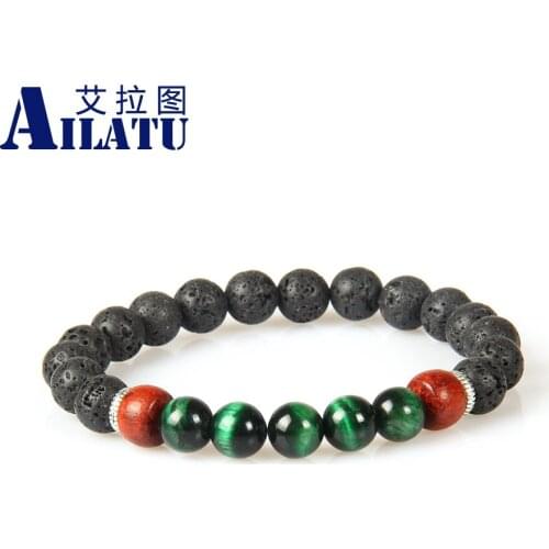 Ailatu New Designs Mens Jewelry Wholesale 10pcs/lot 8mm Lava Rock Stone Beaded Lovers Bracelet