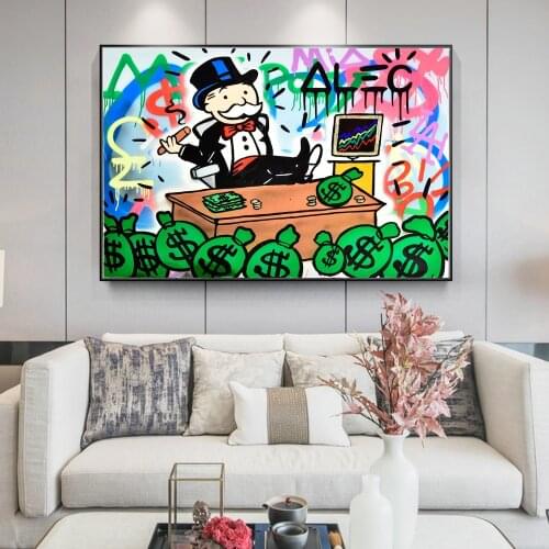 Alec Monopoly Rich Money Man Canvas Painting on the Wall Art Posters and Prints Graffiti Art Wall Pictures Home Decor Cuadros