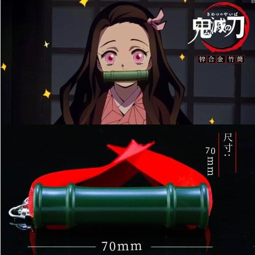 Anime Demon Slayer Kimetsu No Yaiba Kamado Nezuko Sealing Stick Keychain Cosplay Props Girls Halloween Bamboo Mouth Sticks