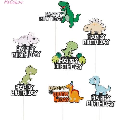 Dinosaur Paper Cake Toppers Kids Birthday Animal Cupcake Toppers Baby Shower Supplies Dino Party Cake Decorations