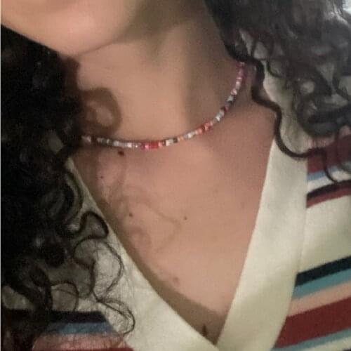 Black white Seed Beads Strand Necklace Women String Beaded Short Choker Necklace Jewelry 16 inches Chokers Necklace Gift