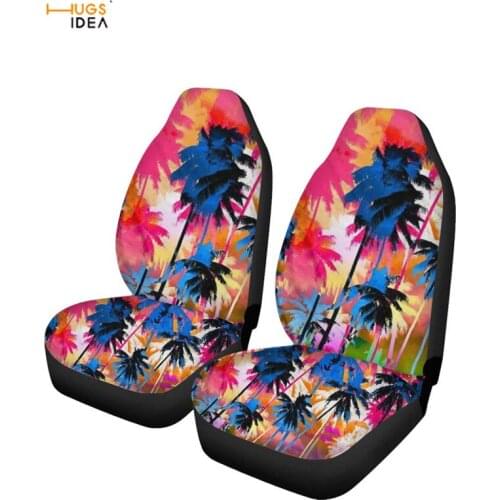 HUGSIDEA Palm Tree Design Front Car Seat Cover Anti Scraping Auto Seat Protection Universal fit Van Truck SUV for All Season