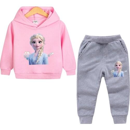 Disney Frozen Kids Tracksuit Girls Clothes Set Frozen Elsa Hoodies and Pants Children Sportwear Clothing Fashion Sport Suit
