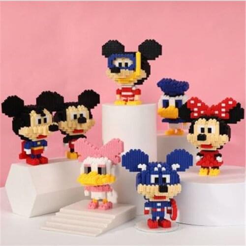 Disney Mickey Minnie 16 Style Small Particle Creative Building Block Toys Spiderman Model Home Furnishing Childrens Gift