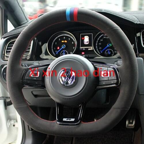 For Volkswagen Sagitar Lavida Jetta Bora Passat Golf Tayron Lamando Magotan Custom suede hand-sewn car steering wheel cover