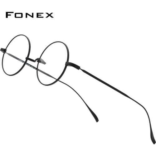 FONEX Titanium Glasses Frame Men Ultralight Round Myopia Optical Prescription Eyeglasses Frames Women Vintage Eyewear 9120