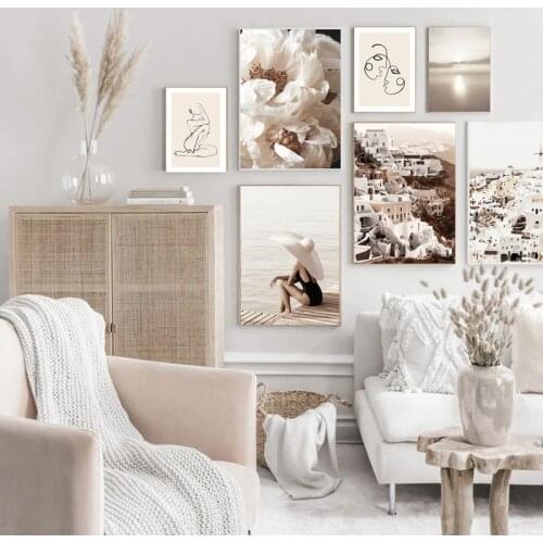 Nordic Style Village Photography Ocean Landscape Art Image Poster Bohemian Style Sunset Beach Poster Home Decoration Painting