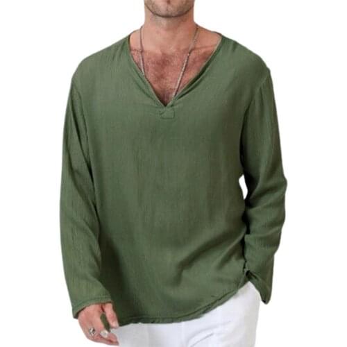 Men T-shirt Solid Color V Neck Summer Long Sleeve All Match Pullover Male Elastic Basic T-Shirts Tops Man Clothing chemise homme