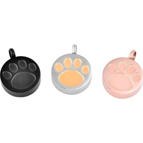 IJD9738 Hold Dog paw & Round Shape Stainless Steel Cremation Lockets For Ashes Loss Of Pet Memorial Urn Pendant Necklace+Funnel