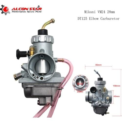 Alconstar Motorcycle Mikuni VM24 28mm Carburetor DT125 Elbow Carburetor Fit Yamaha DT125 RX12 Suzuki TZR125 RM65 RM80 RM85
