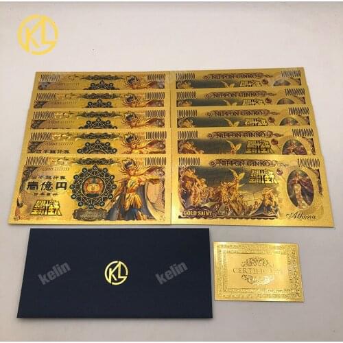 Hot 12 types Japanese CartoonGT EX Bronze saint seiya Hyoga Cygnus Gold banknote Coins Anime Cards Collection Kid Gift